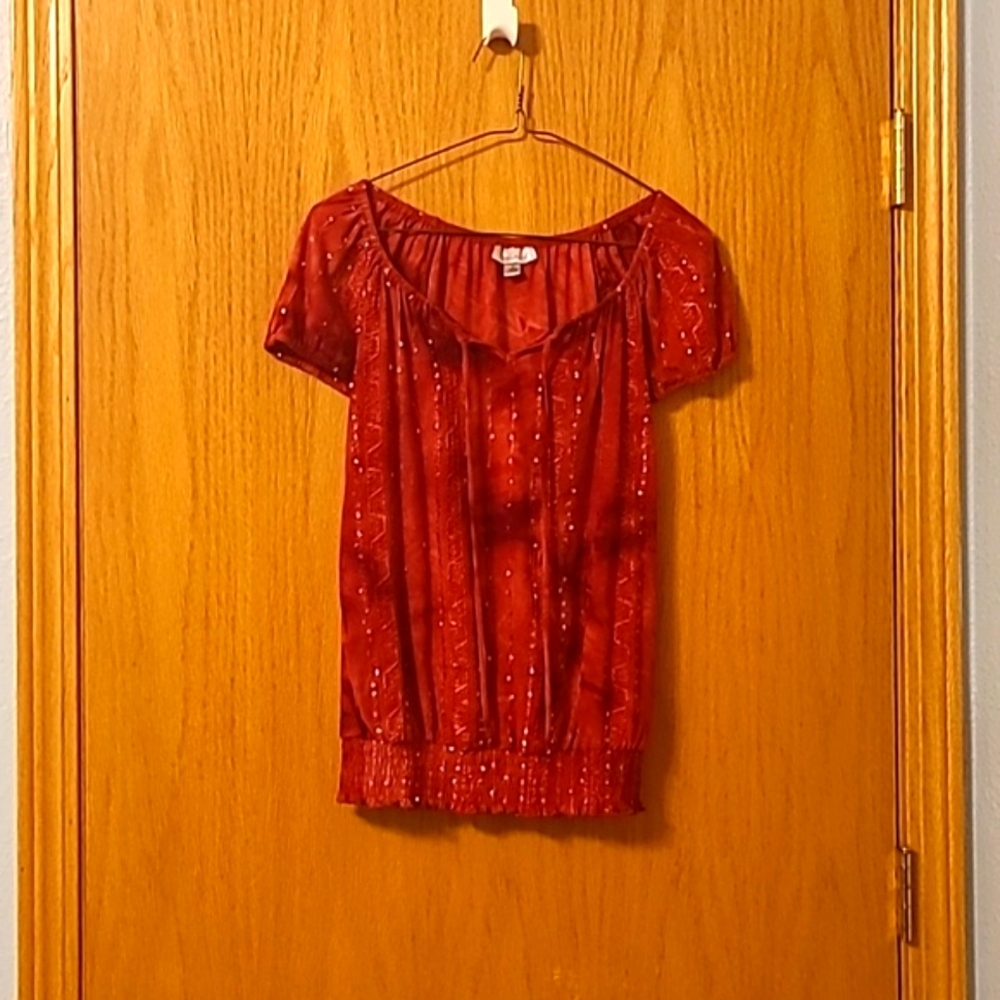 Dressbarn Red Sequined Top Small